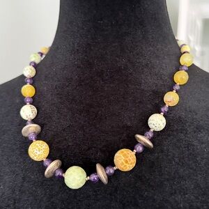 Faceted stone bead necklace